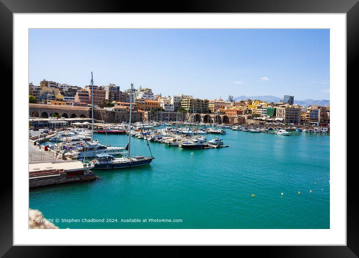 View of the port of Heraklion from Koules fortress Framed Mounted Print by Stephen Chadbond
