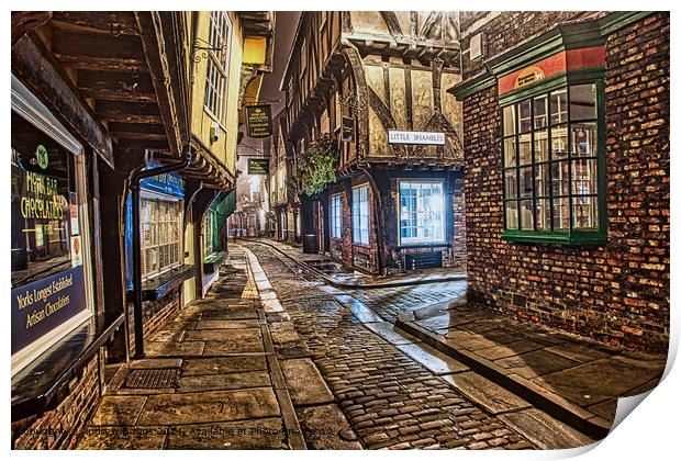 The Shambles and Little Shambles in York. Print by Andrew Briggs