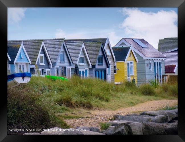 Mudeford Beach Huts  Framed Print by Beryl Curran