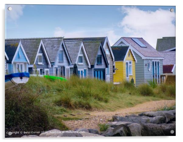 Mudeford Beach Huts  Acrylic by Beryl Curran