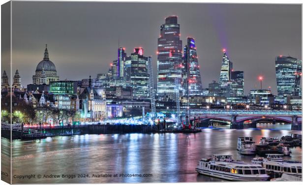 City of London by night. Canvas Print by Andrew Briggs