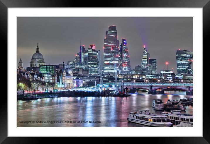 City of London by night. Framed Mounted Print by Andrew Briggs