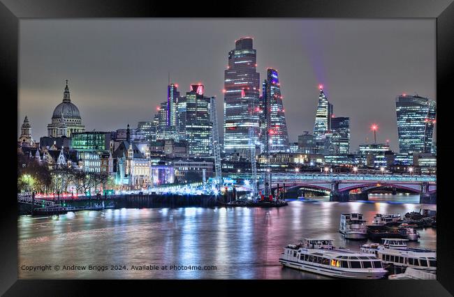 City of London by night. Framed Print by Andrew Briggs