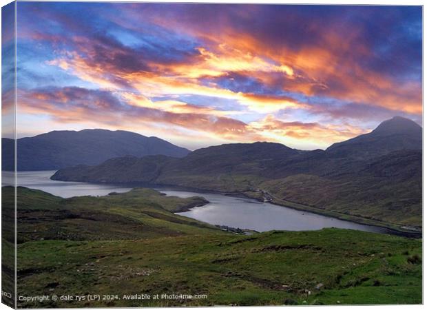 this firery sunset and all its bright colors 0N THE ISLE OF HARRIS Canvas Print by dale rys (LP)