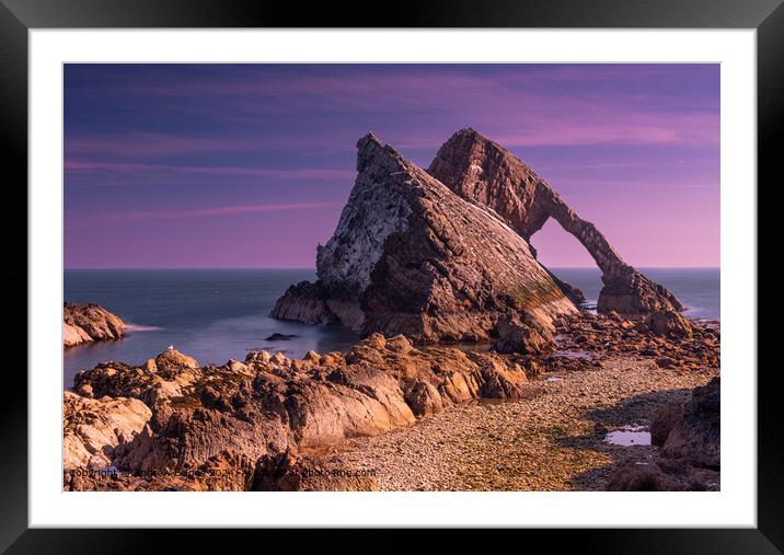 Bow Fiddle Rock on the Moray Coast, Scotland. Framed Mounted Print by Andrew Briggs