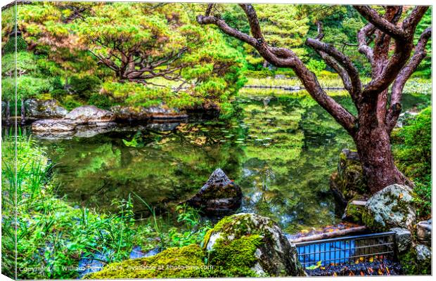 East Lake Water Reflection Garden Heian Shrine Kyoto Japan Canvas Print by William Perry