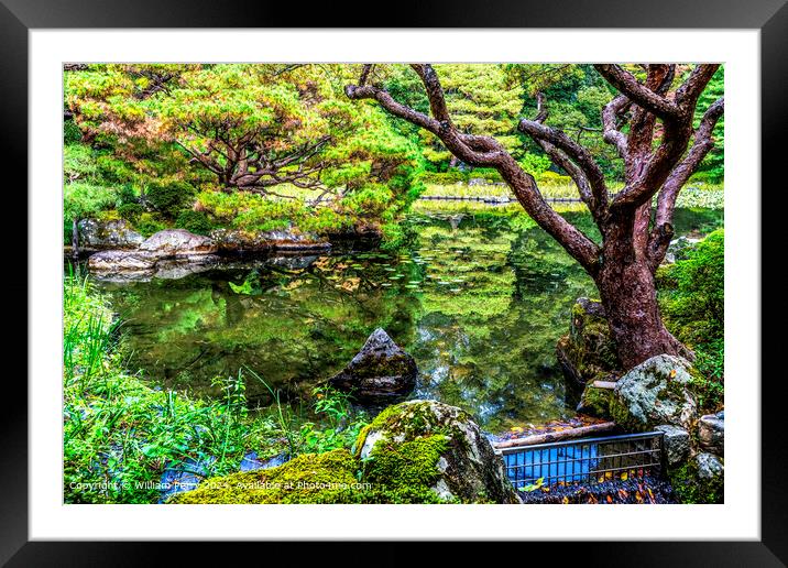 East Lake Water Reflection Garden Heian Shrine Kyoto Japan Framed Mounted Print by William Perry