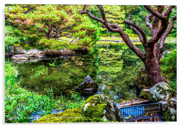 East Lake Water Reflection Garden Heian Shrine Kyoto Japan Acrylic by William Perry