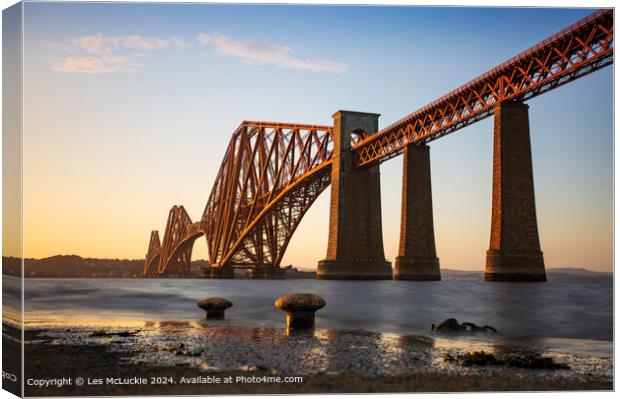 Forth Rail Bridge Queensferry Scotland at Sunset Canvas Print by Les McLuckie