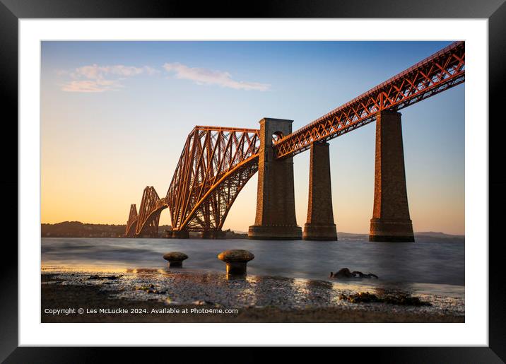 Forth Rail Bridge Queensferry Scotland at Sunset Framed Mounted Print by Les McLuckie