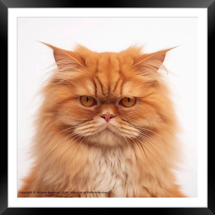 Persian cat on the white background Framed Mounted Print by Mirjana Bogicevic