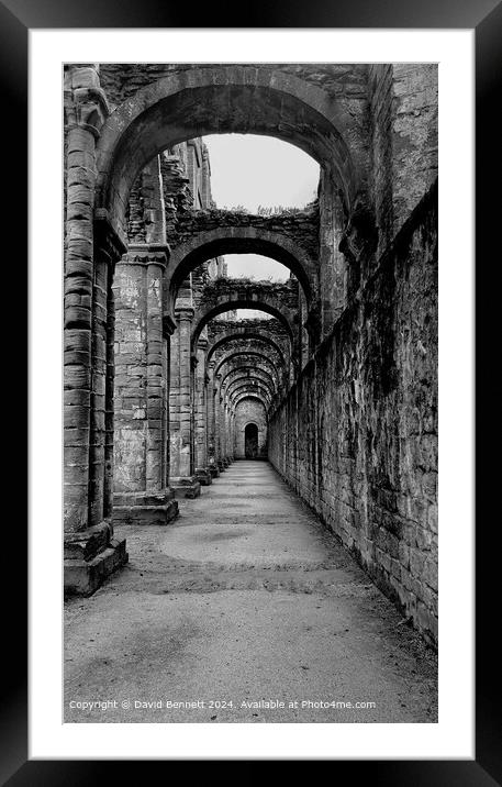 Black and White Fountains Abbey Framed Mounted Print by David Bennett