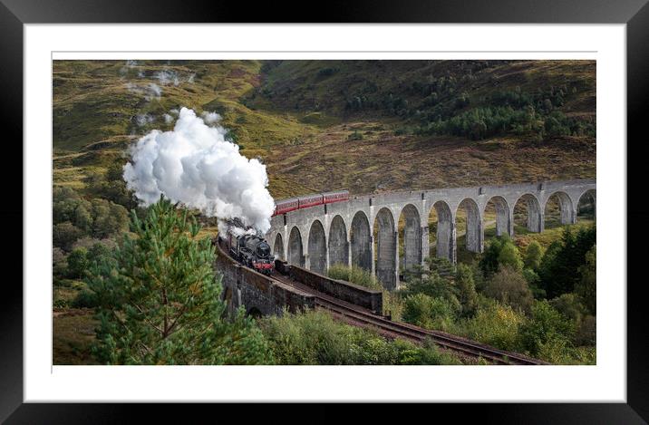 Hogwart Express Steam Train Over Glenfinnan Viaduct Framed Mounted Print by Alan Tunnicliffe