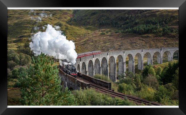 Hogwart Express Steam Train Over Glenfinnan Viaduct Framed Print by Alan Tunnicliffe