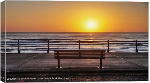 Sunrise Over Scarborough Beach Waves Canvas Print by Richard Perks