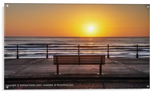 Sunrise Over Scarborough Beach Waves Acrylic by Richard Perks