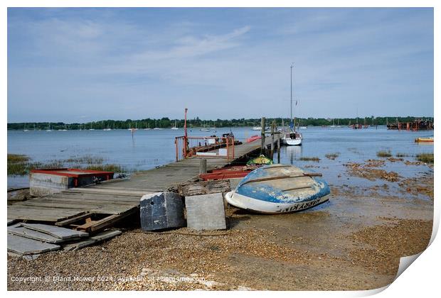 Pin Mill Jetty Suffolk  Print by Diana Mower