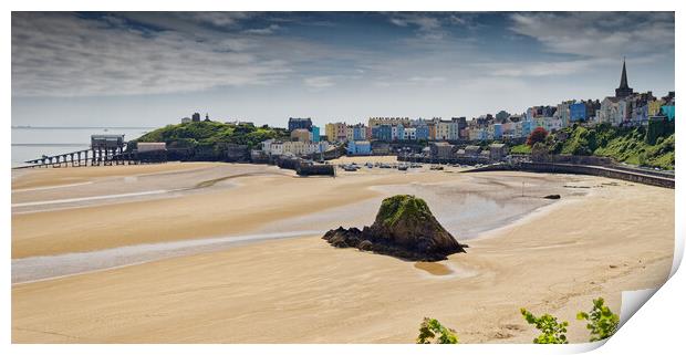 Tenby Beach Harbour View Print by John Gilham