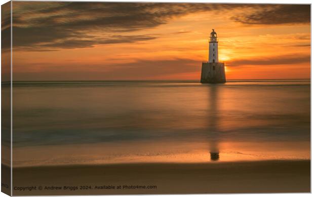 Rattray Head Lighthouse at sunrise. Canvas Print by Andrew Briggs