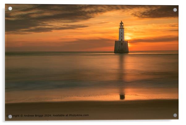 Rattray Head Lighthouse at sunrise. Acrylic by Andrew Briggs
