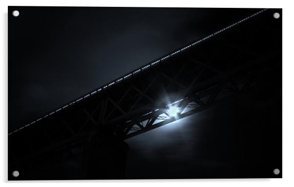 Forth rail bridge moon Acrylic by Kevin Dobie