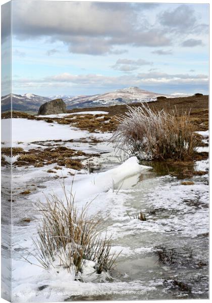 Snowy Llangynidr Moors Landscape Canvas Print by Philip Veale