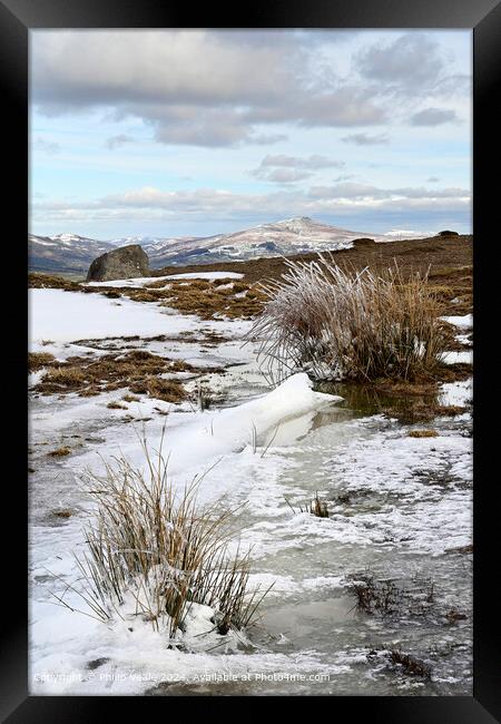 Snowy Llangynidr Moors Landscape Framed Print by Philip Veale