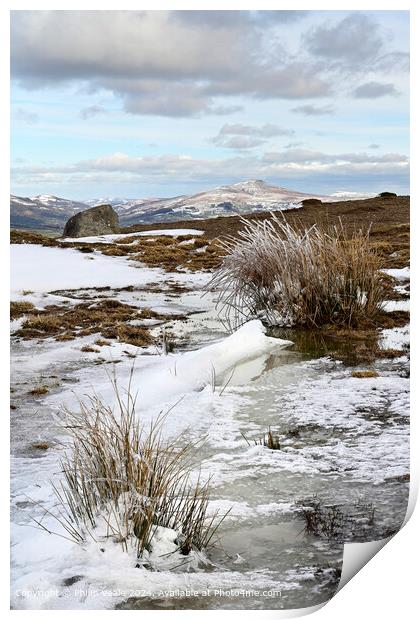 Snowy Llangynidr Moors Landscape Print by Philip Veale