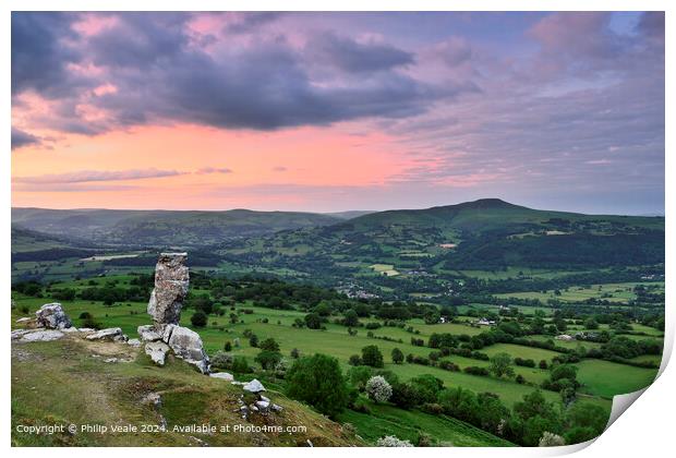 Sugar Loaf from the Lonely Shepherd at Sunset. Print by Philip Veale