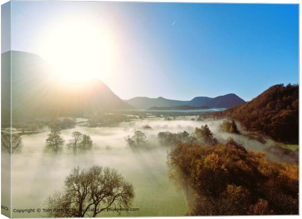 Aerial view of a cloud inversion at sunrise Canvas Print by Tom Roth