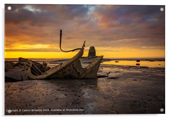 Admiral Von Tromp Shipwreck Sunset Acrylic by Callum Brownlie