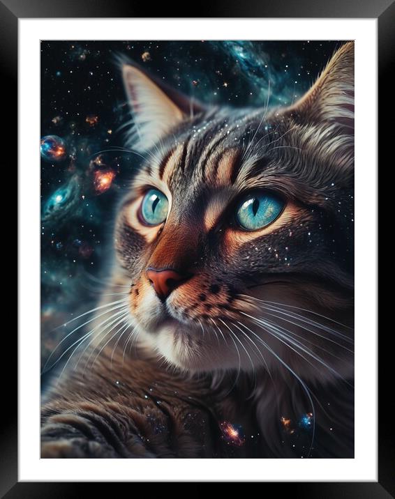 Universe Reflection in Cat's Eyes Framed Mounted Print by Paddy P
