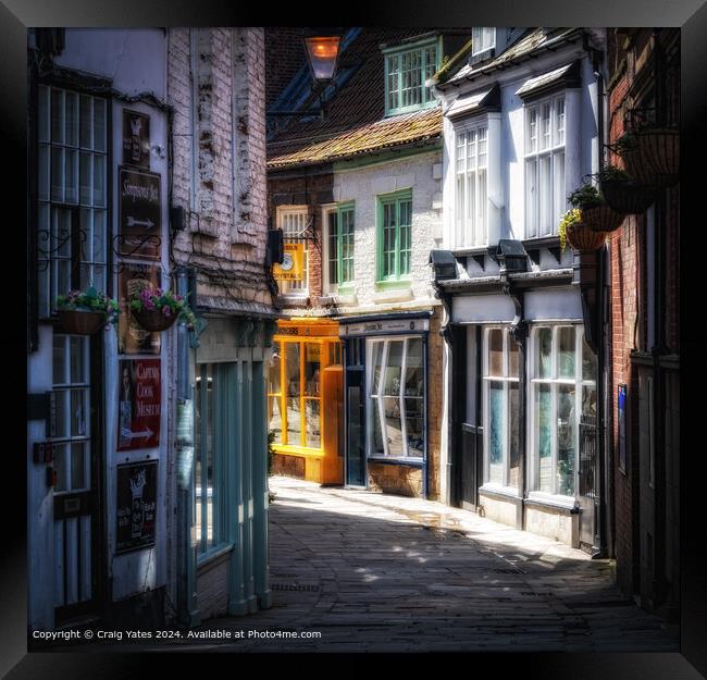 Grape Lane whitby old town Yorkshire Framed Print by Craig Yates