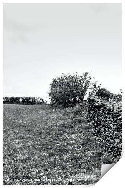 Eglwysilan Road Stone Wall Landscape Print by Joshua Panter-Whitlock