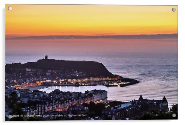 Dawn breaking over Scarborough Acrylic by Richard Perks