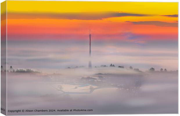 Emley Moor Mast  Canvas Print by Alison Chambers