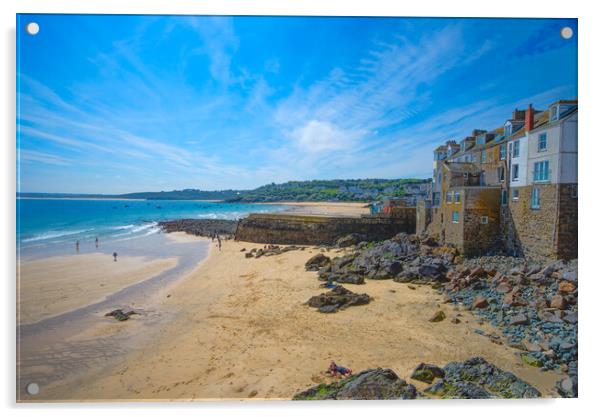 Balamuz Beach St Ives Acrylic by Alison Chambers