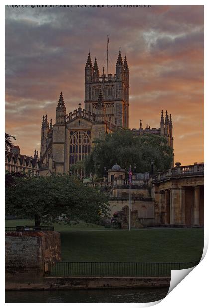 Bath Abbey Cityscape at Sunset Print by Duncan Savidge
