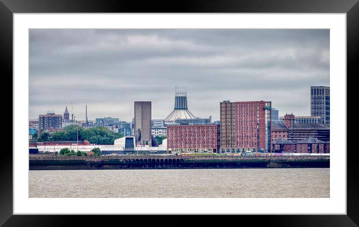 Liverpool Skyline Cathedral Framed Mounted Print by Victor Burnside