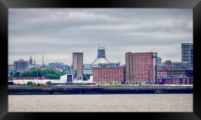 Liverpool Skyline Cathedral Framed Print by Victor Burnside