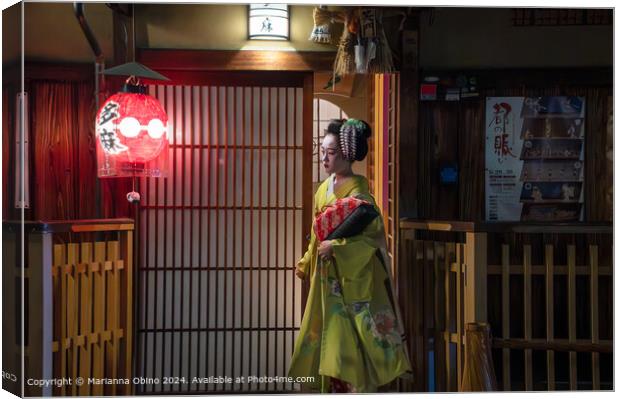 Geisha Kyoto Gion Canvas Print by Marianna Obino