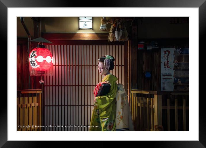 Geisha Kyoto Gion Framed Mounted Print by Marianna Obino