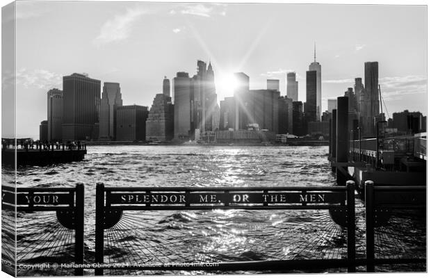 Brooklyn Ferry Sunset Cityscape Canvas Print by Marianna Obino