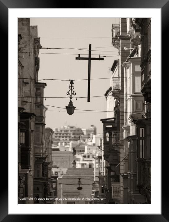 Valletta Street Cross Framed Mounted Print by Dave Bowman