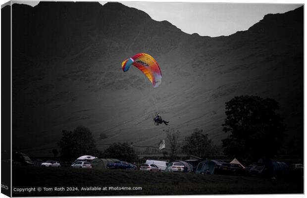 Buttermere Paramotor Takes Flight Canvas Print by Tom Roth