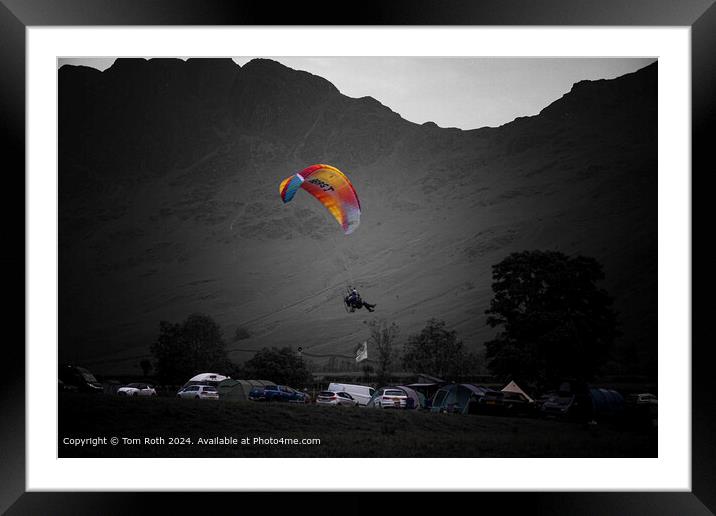 Buttermere Paramotor Takes Flight Framed Mounted Print by Tom Roth