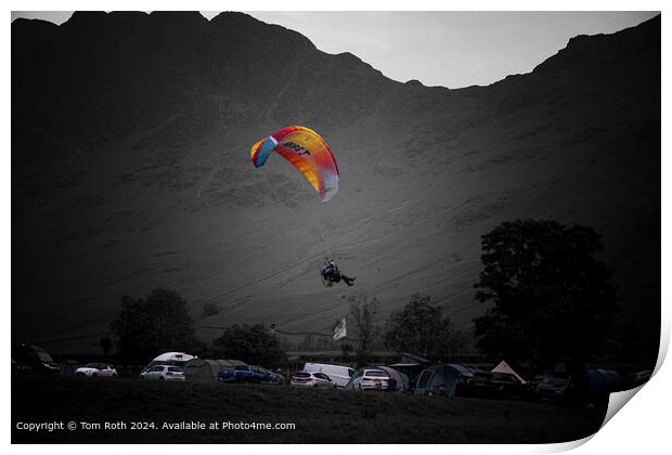 Buttermere Paramotor Takes Flight Print by Tom Roth