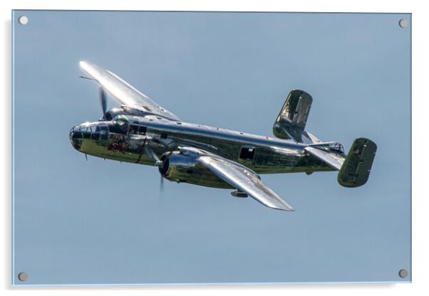 Silver B-25 Mitchell Bomber Acrylic by J Biggadike