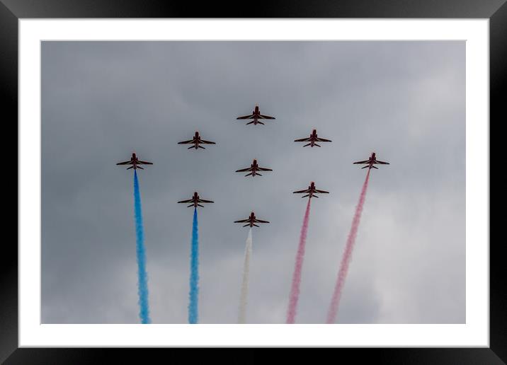 Red Arrows Diamond 9 Formation Framed Mounted Print by Jack Biggadike