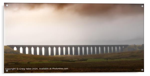 Ribble Head Viaduct Misty Sunrise Acrylic by Craig Yates